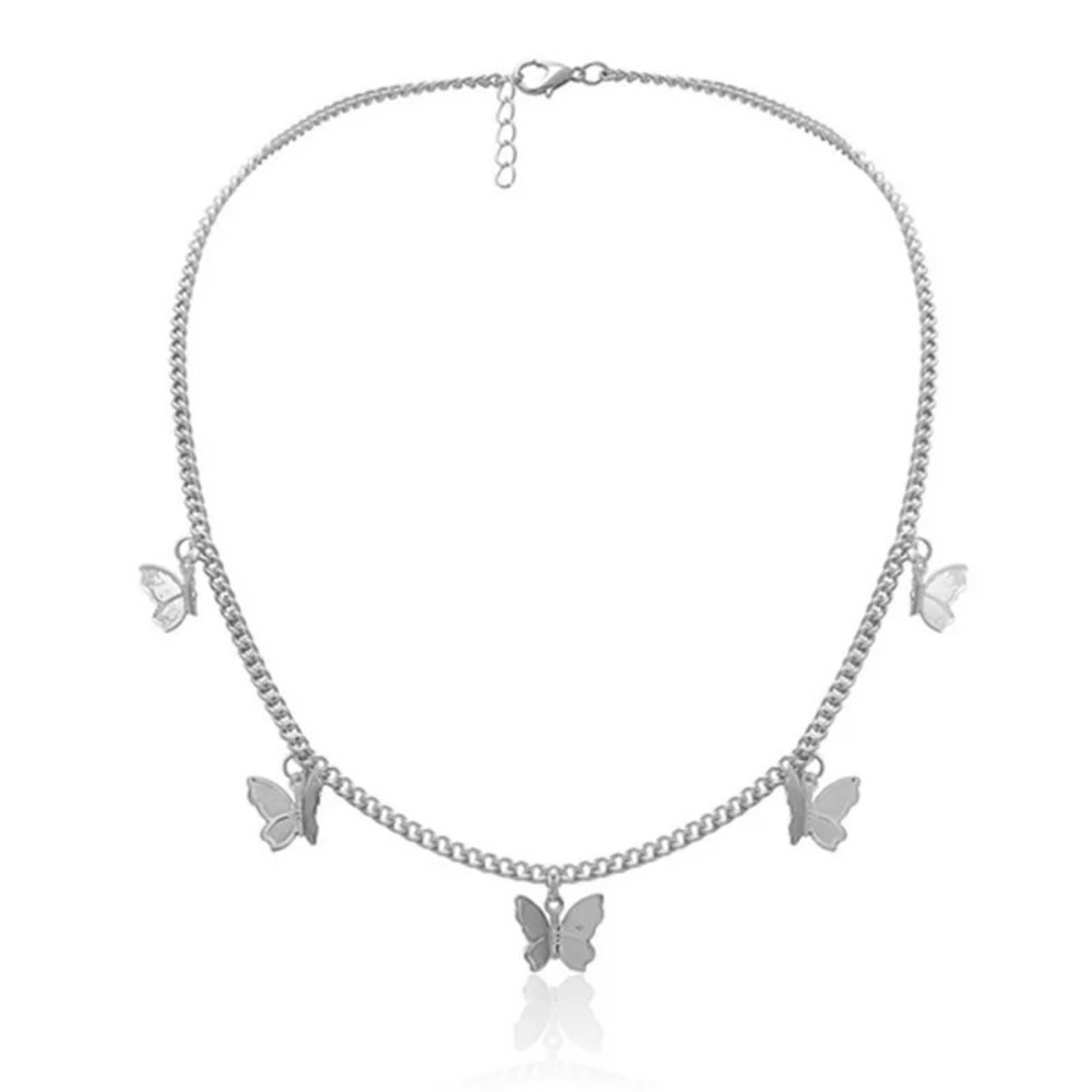 🎉 New Butterfly silver plated choker necklace - Picture 3 of 4